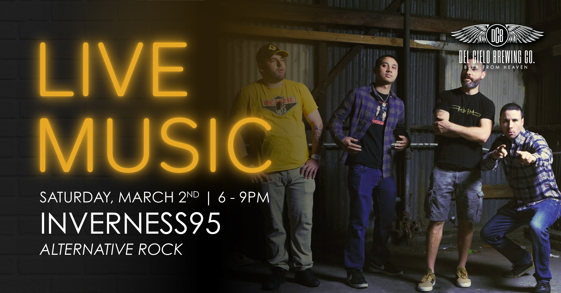 Inverness 95 live music poster, March 2nd 6-9PM.