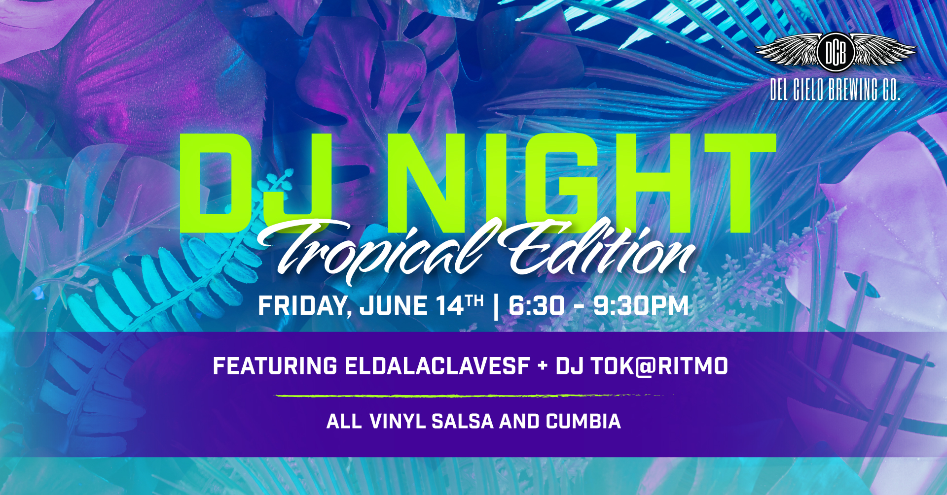 dj night tropical edition salsa and cumbia vinyl with eldalaclavesf and tokaritmo 6:30 - 9:30PM