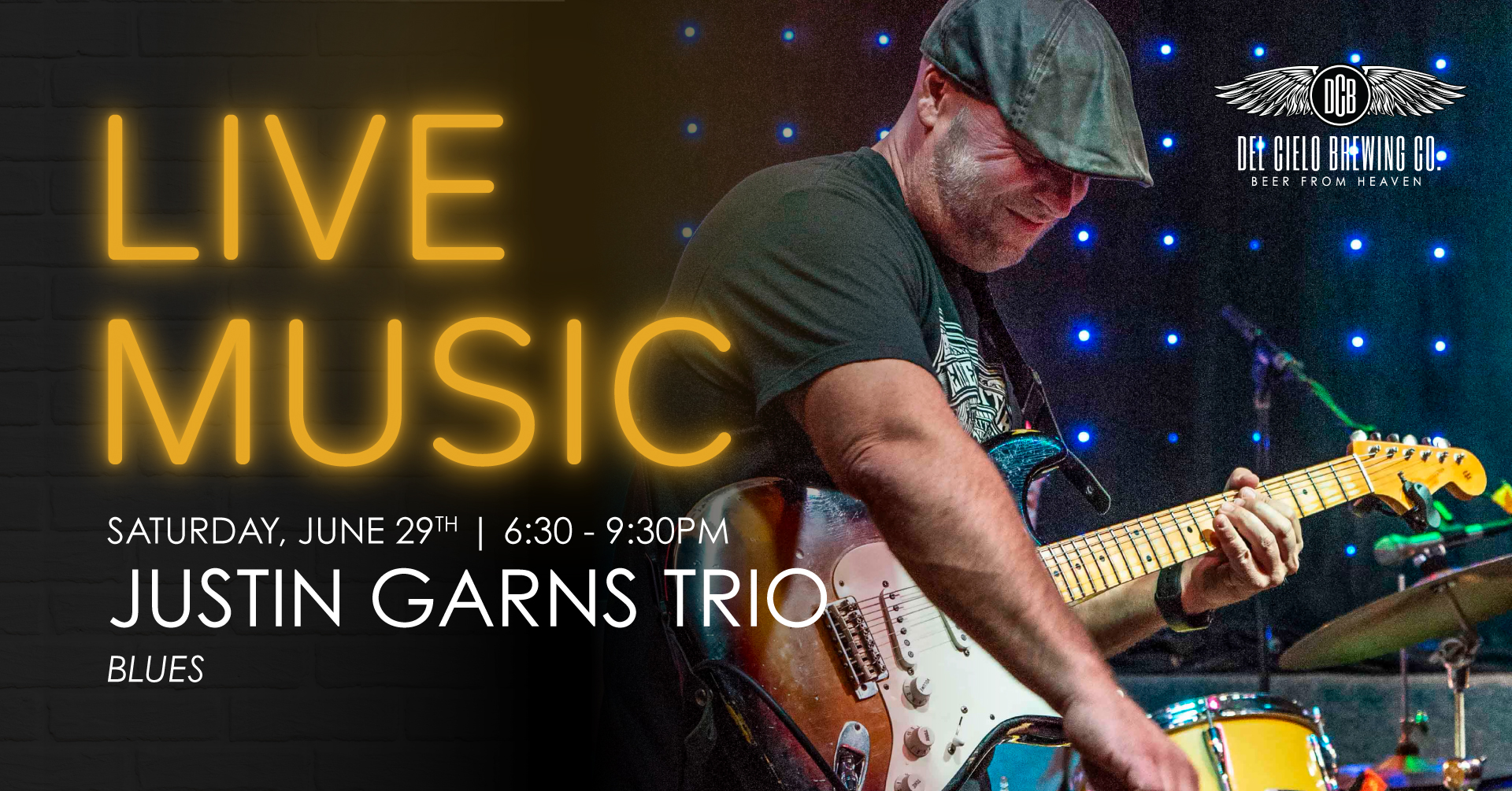 justin garns trio live music june 29 6:30-9:30pm