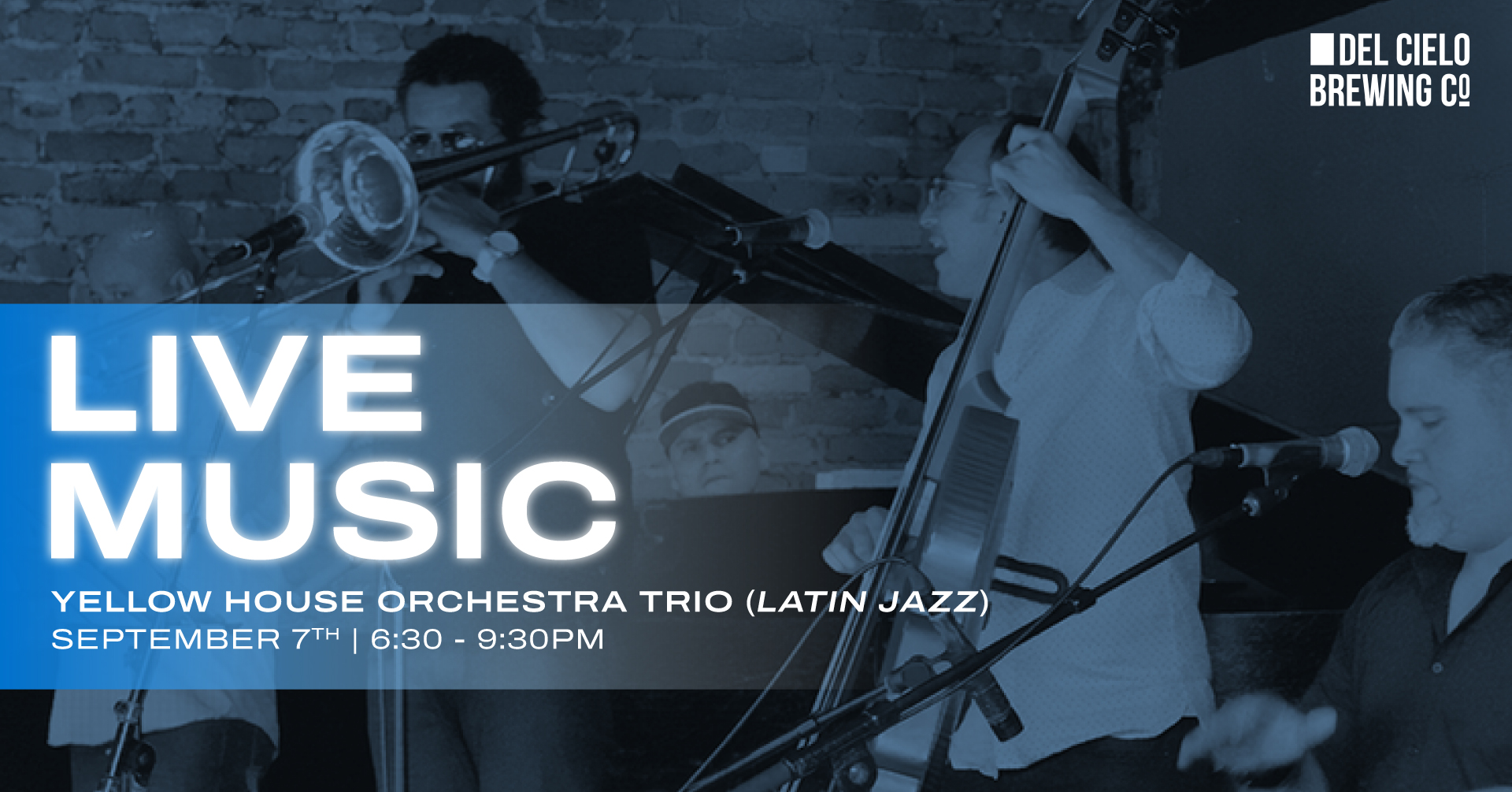 yellow house orcxhestra trio sept. 7th 6:30-9:30PM latin jazz/salsa