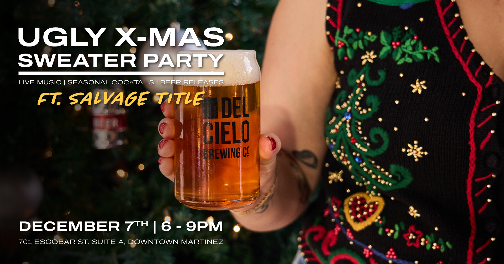 ugly christmas sweater party with live music and specials