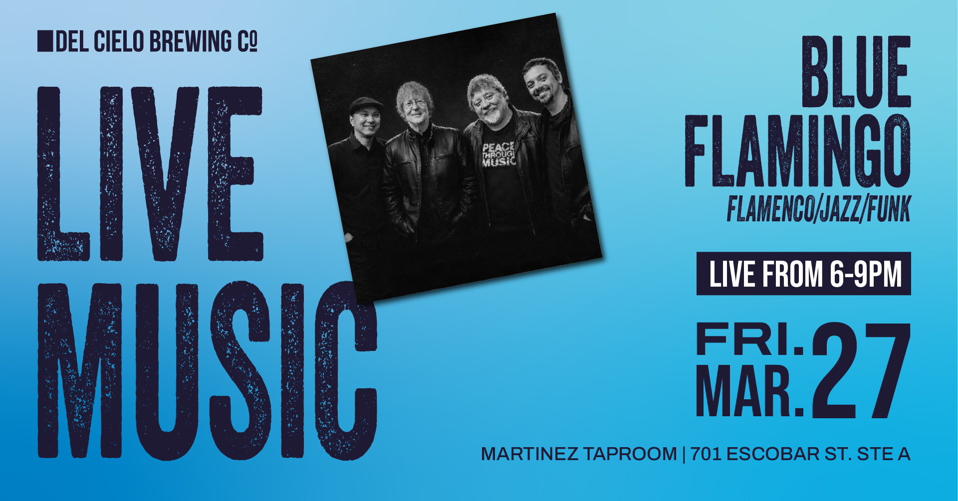 blue flamingo quartet live music in mtz on 3/27 at 6pm