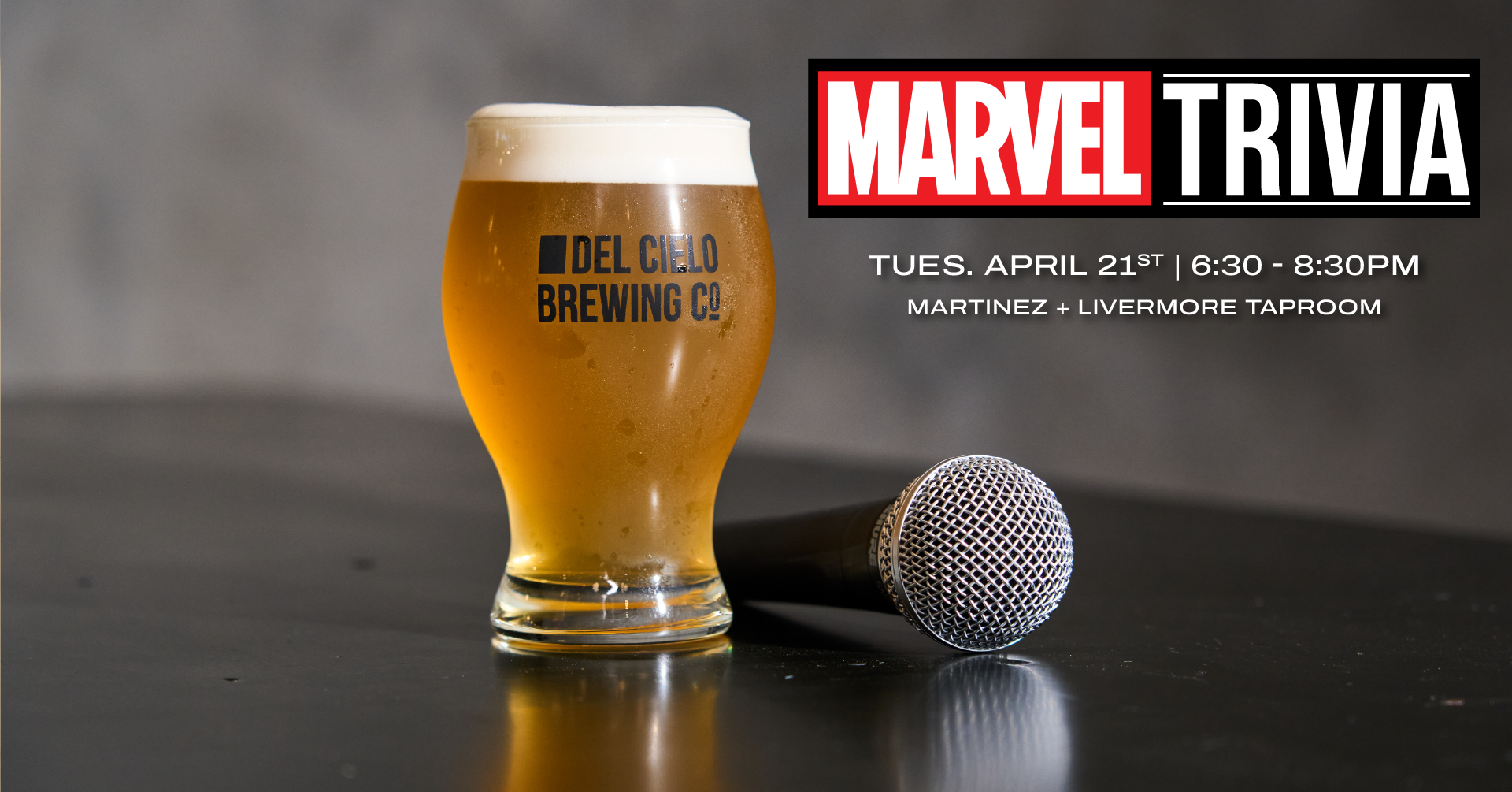 marvel trivia in both taprooms on 4/21 at 6:30pm
