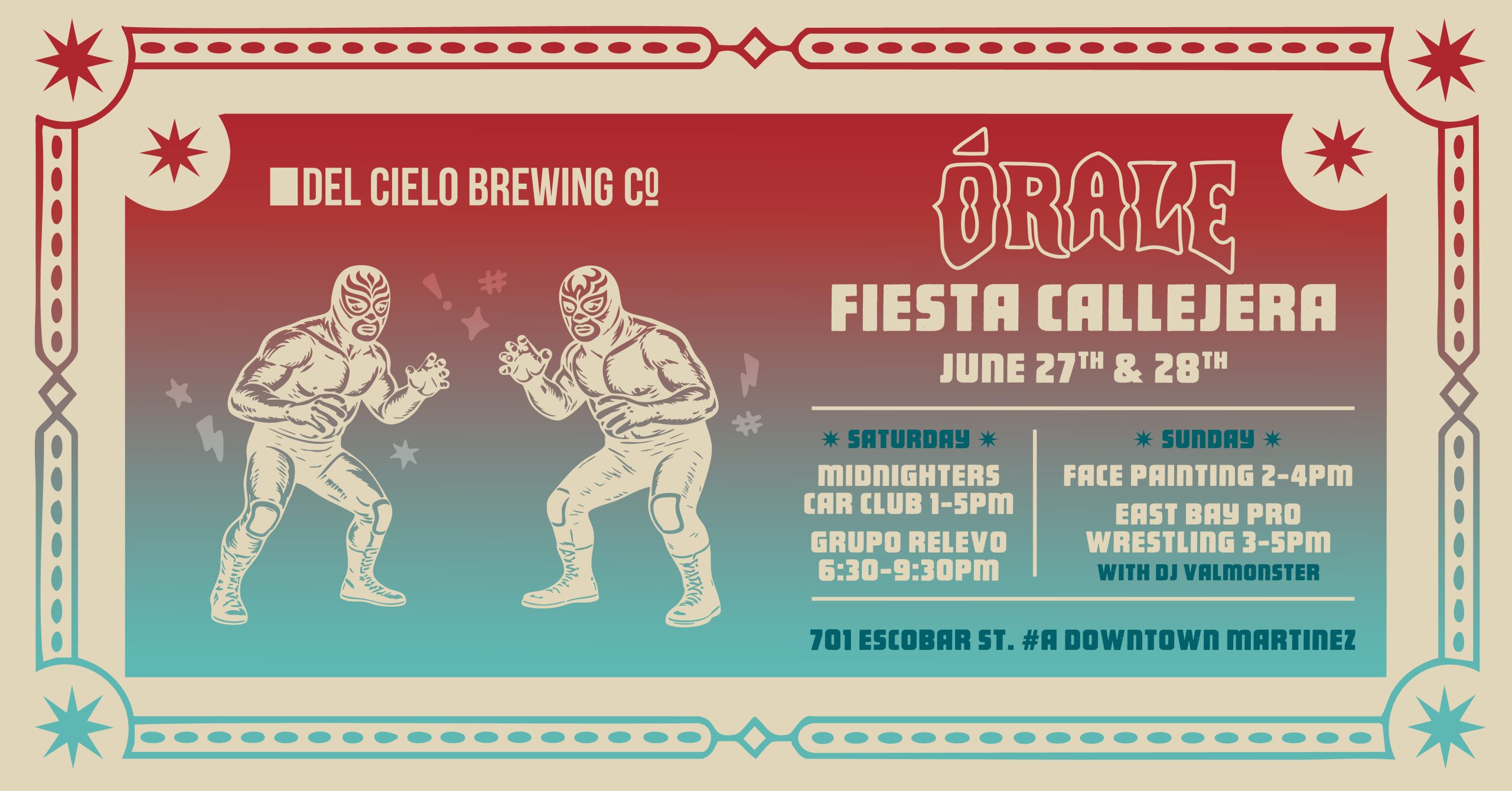 Orale Fiesta Callejera in MTZ on June 27th and 28th with face painting, live music, car show and more!