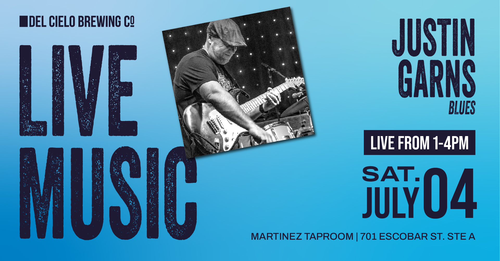Live music with justin garns on july 4th at 1PM in MTZ