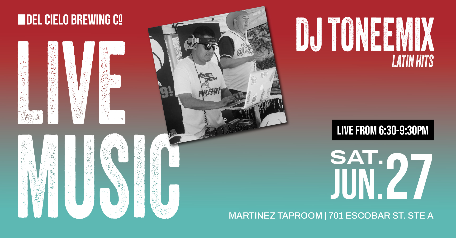 Dj toneemix latin hits on june 27th at 6:30pm in MTZ